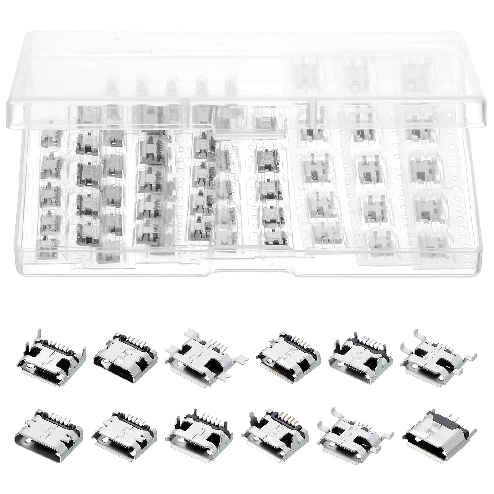 Xosjska 60PCS Micro USB Port Replacement Kit 60 pieces, Sliver