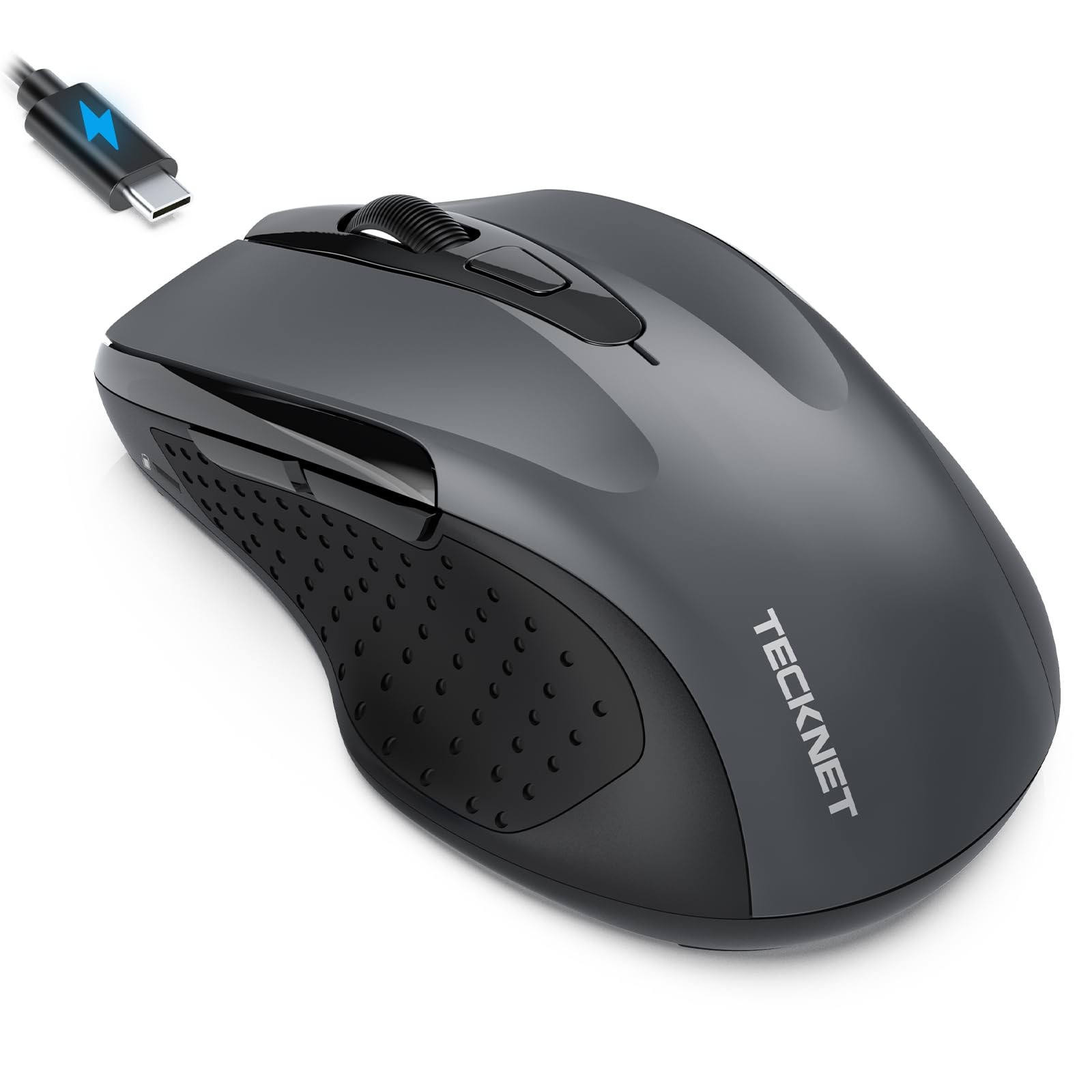 TECKNET Rechargeable Jiggler Wireless Mouse BT5.0/3.0  2.4G 4800 DPI Silent U...