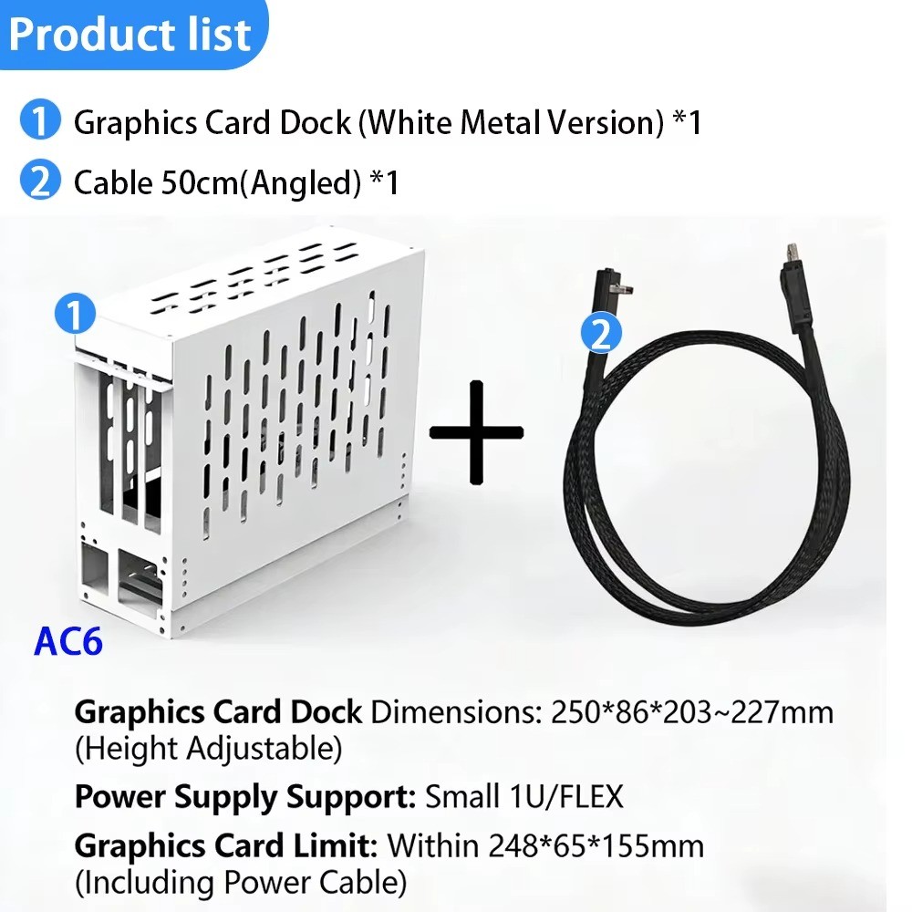 ADT-Link Oculink eGPU Dock PCIe 4.0 X4 64GB/s External GPU Enclosure