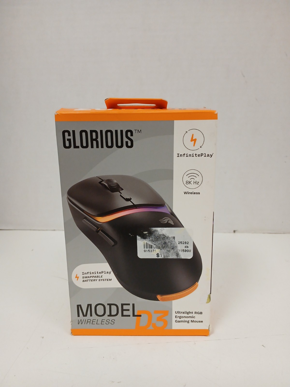Glorious Model D3 Wireless RGB Ergonomic Gaming Mouse, Black  *NO DONGLE*