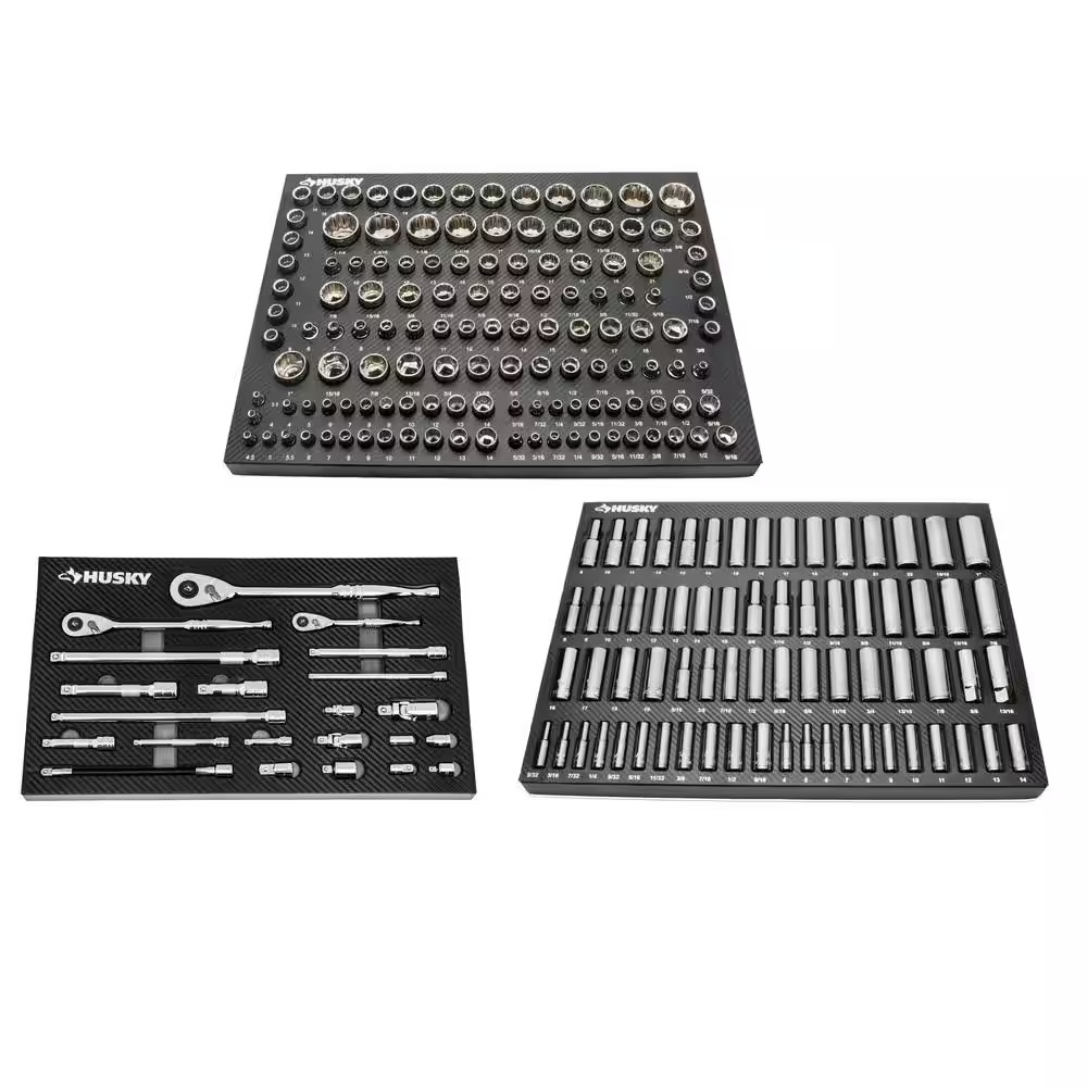 1/4 In., 3/8 In. and 1/2 In. Mechanics Tool Set with EVA Storage Trays (222-Piec