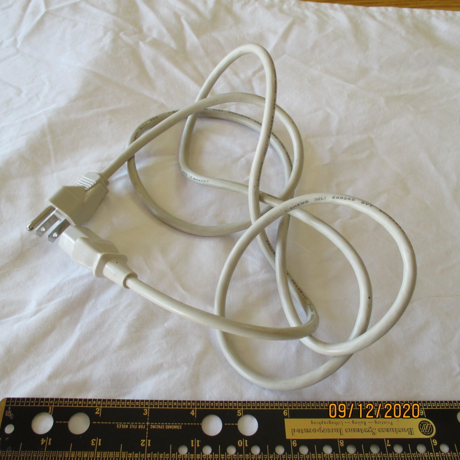 I-SHENG Power Cable SP-30 E55943 6 FEET AC Power Cable IS-14 IOA 125V 1250W 