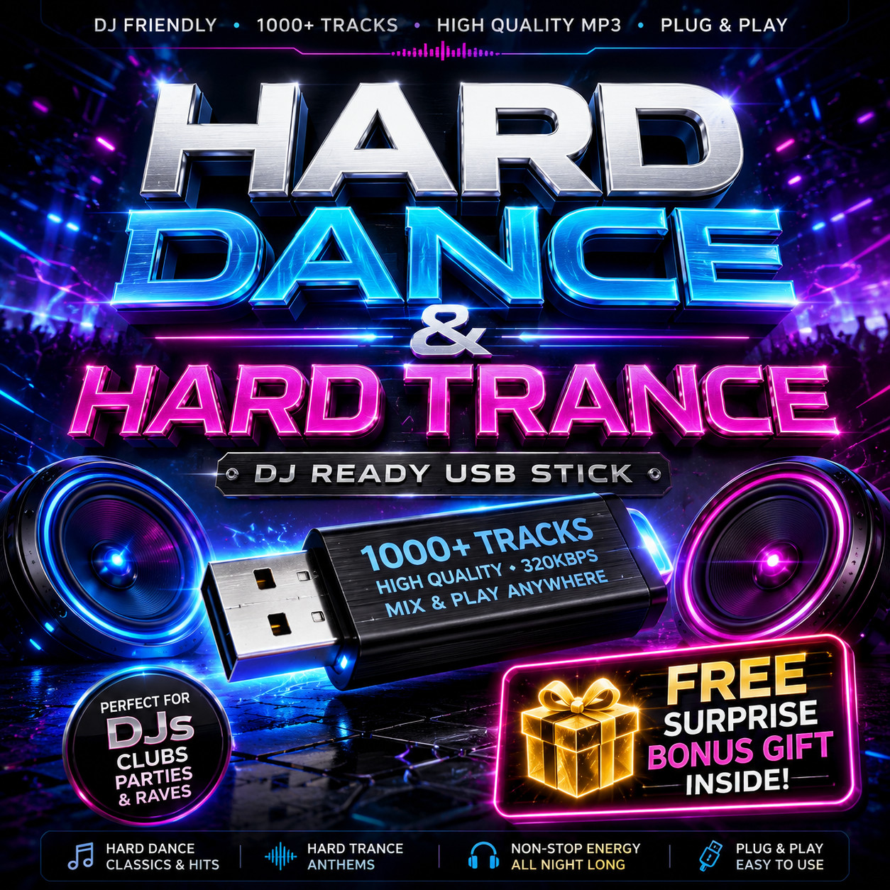 Fully Loaded Hard Dance & Hard Trance DJ Friendly USB Stick