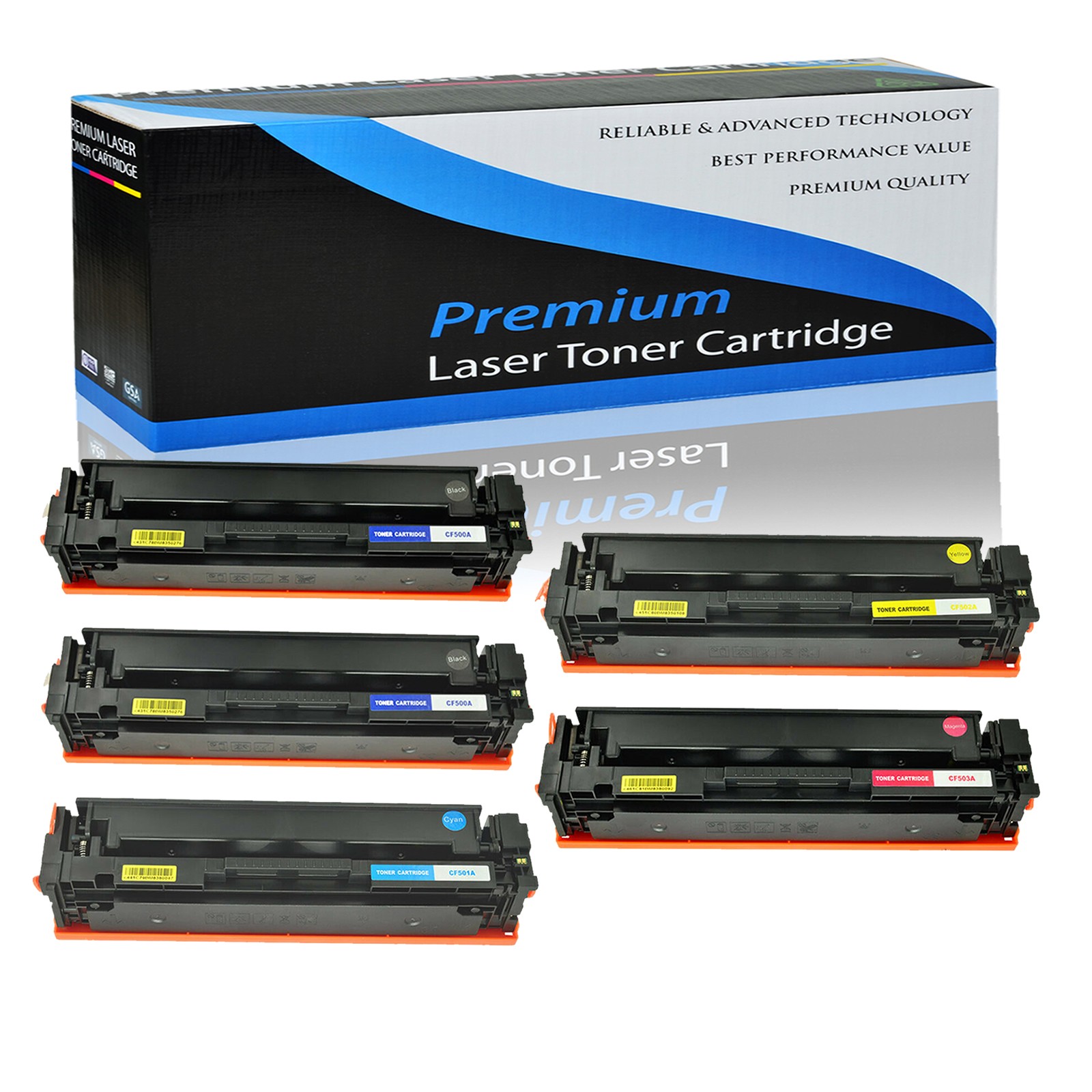 5PK CF500A-503A BK/C/MY Toner Set For HP 202A LaserJet Pro M254nw MFP M281fdn