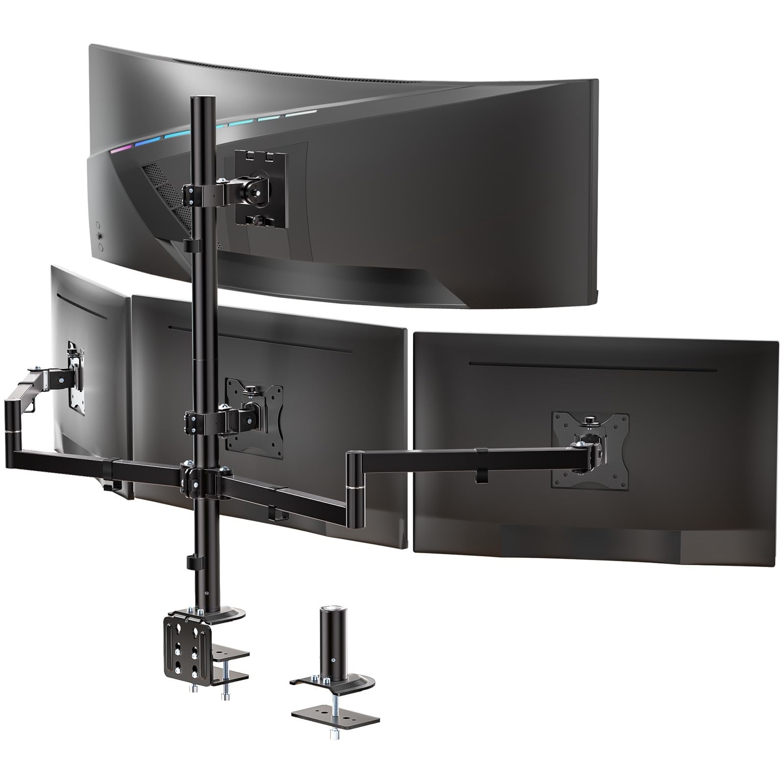 WALI Quad Monitor Mount for up to 49 inch Ultrawides on Top 13"-49", Black