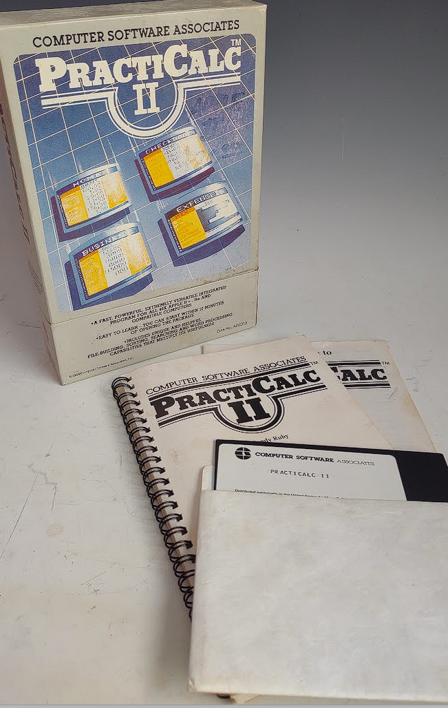 PractiCalc II 1984 Apple II Computer Software w/Box & Manual - HARD TO FIND