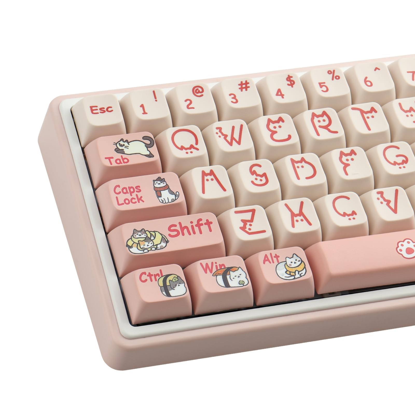 131 PCS Pink DyeSublimated XDA Profile PBT Keycaps Cat Planet Theme Custom