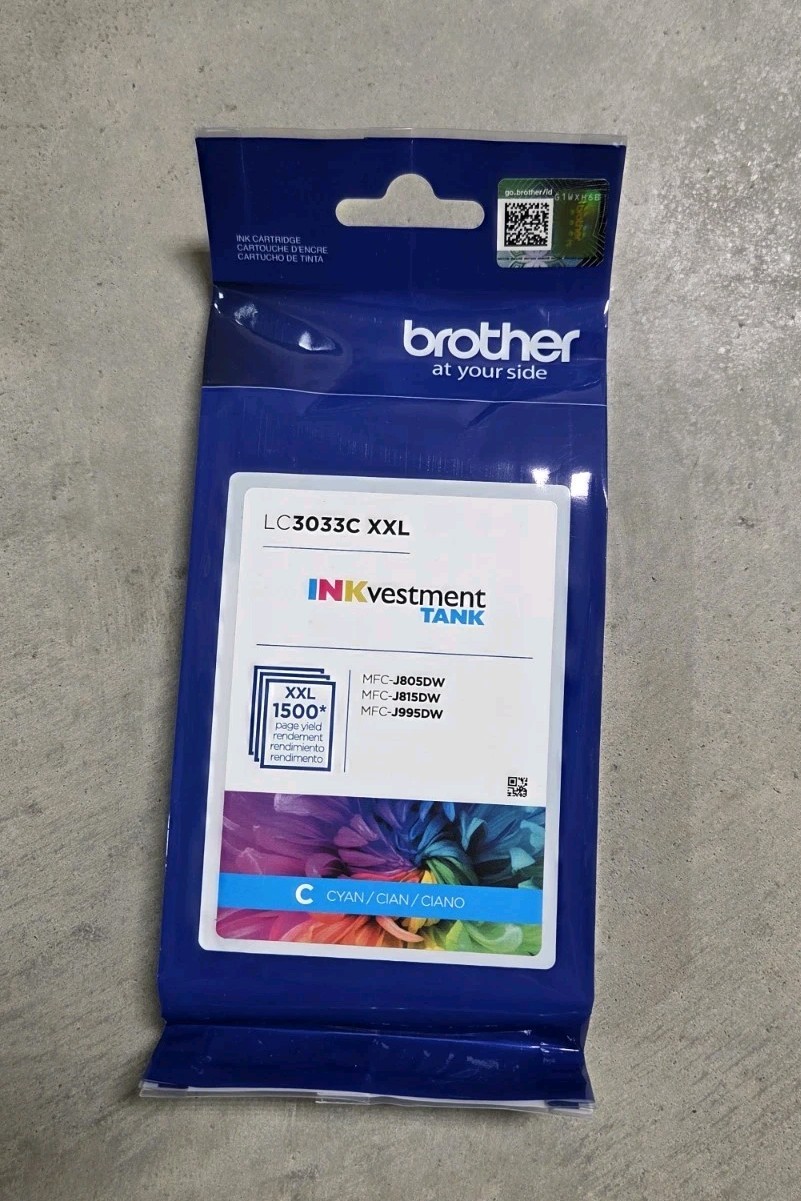 Brother LC3033C XXL Cyan Extra Hi Capacity Ink Cartridge Genuine Sealed 07.2028