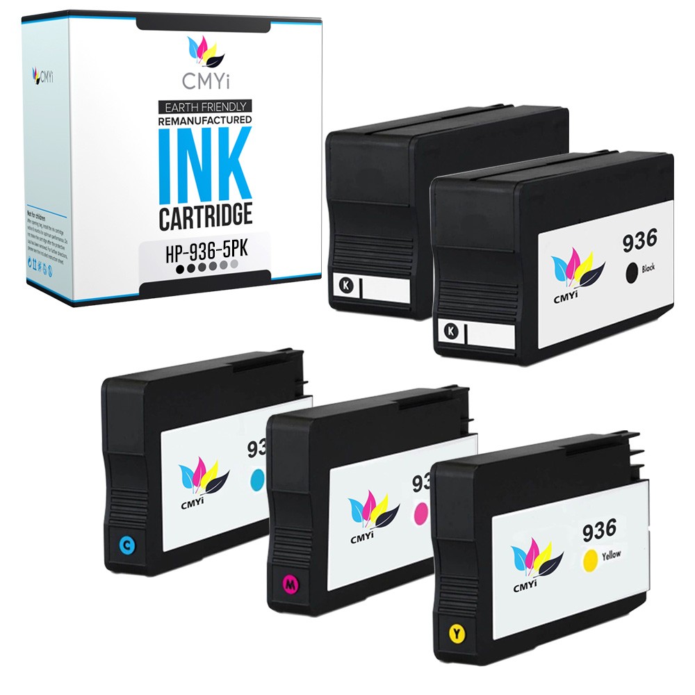 Compatible CMYi 936 Combo Pack of 5 Ink Cartridges for HP OfficeJet Pro 9135e