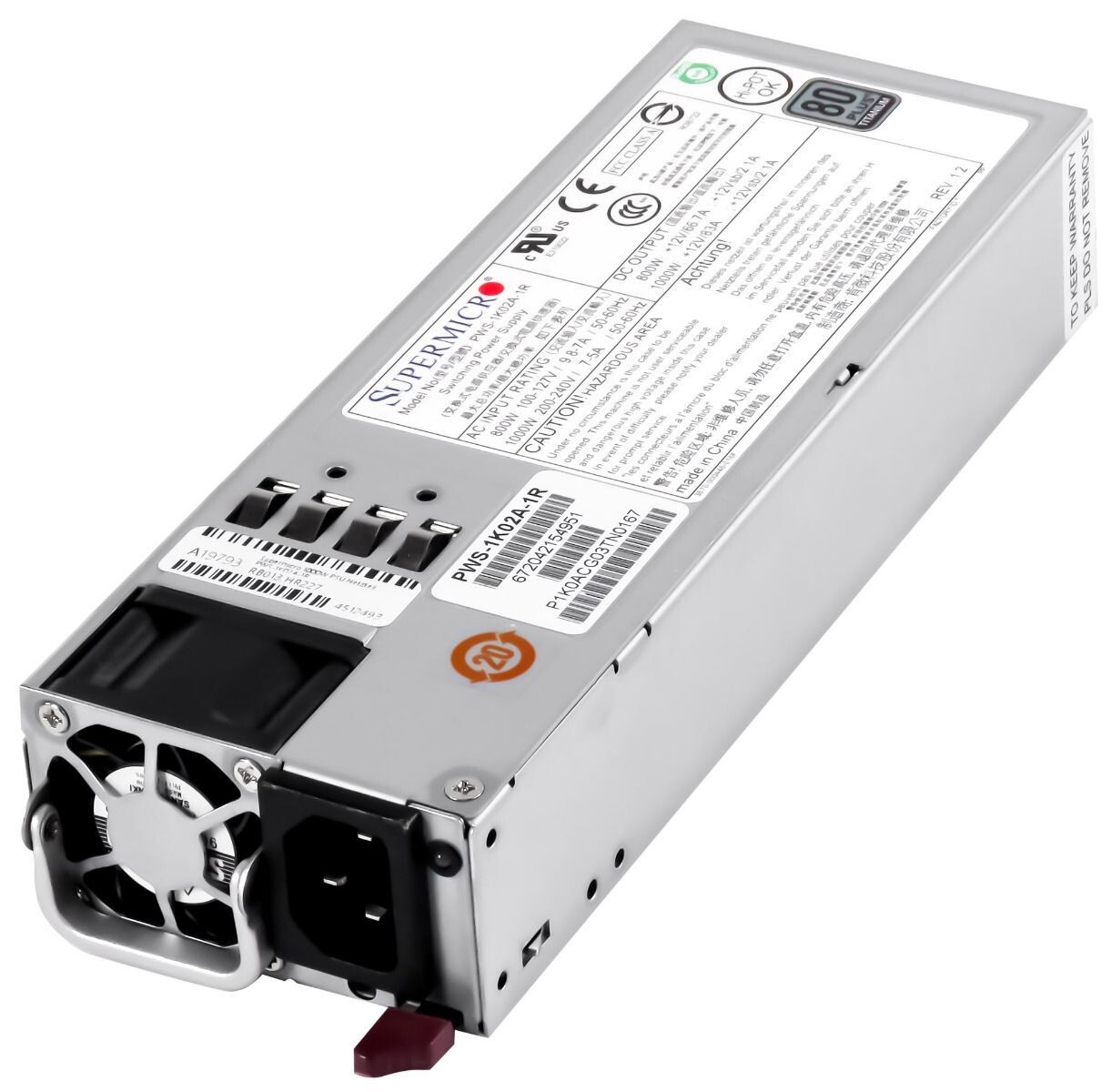 POWER SUPPLIES SUPERMICRO PWS-1K02A-1R 800WATT 1000WATT 1U 80 PLUS TITANIUM HOT SWAP