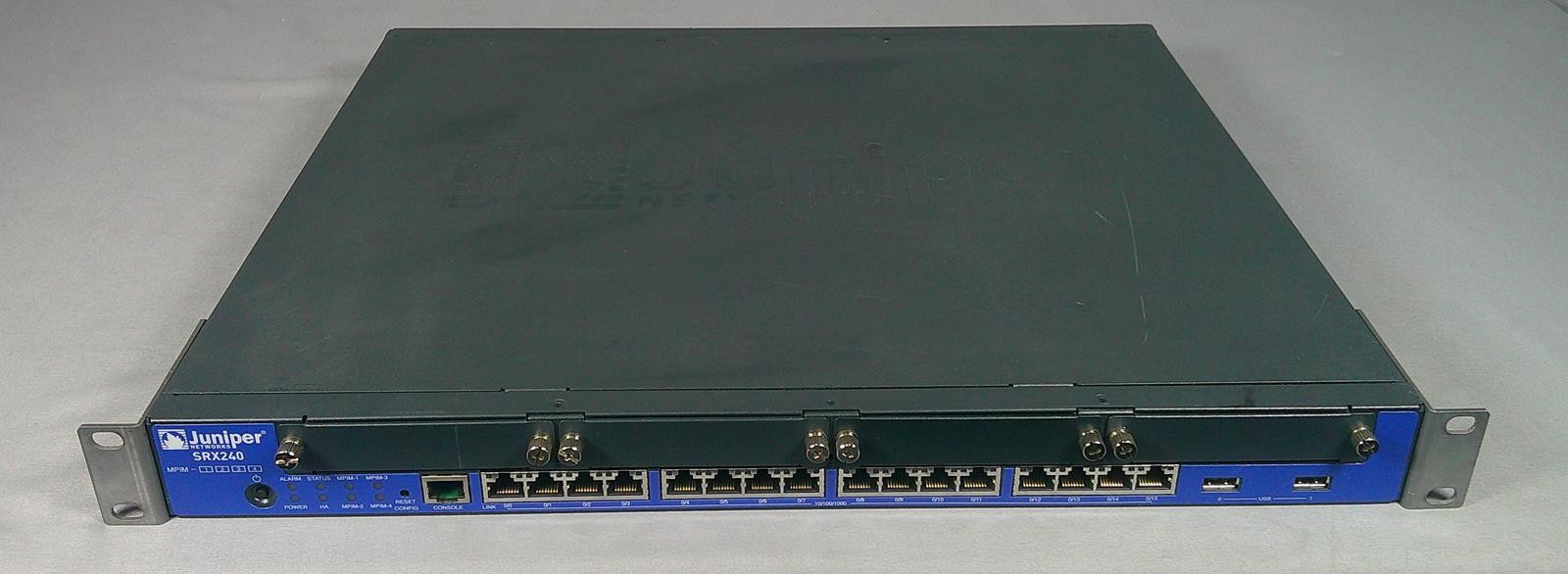 JUNIPER SRX240 Firewall Router w/ SRX-MP-1T1E1 Mini-PIM ***Used Good***