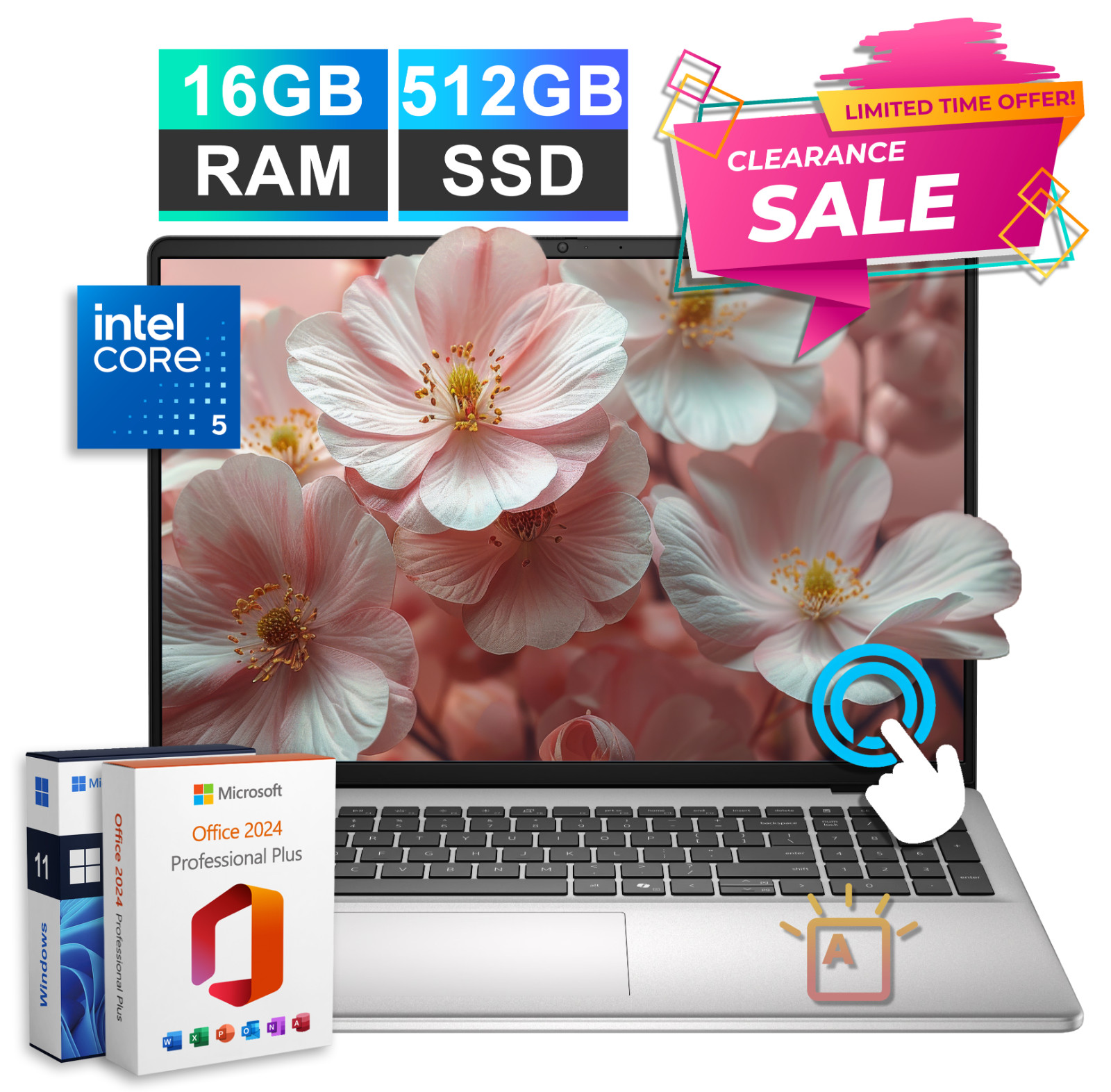 2026 Dell Laptop 16" Touch Backlit Intel 5 120U 16GB RAM & 512GB SSD Office 2024