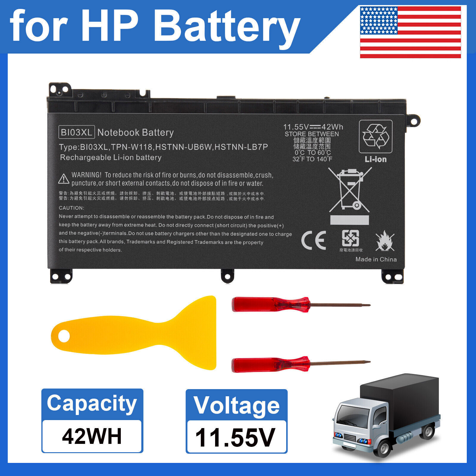 BI03XL Laptop Battery For HP STREAM 14-AX Pavilion X360 13-U 844203-855 ON03XL