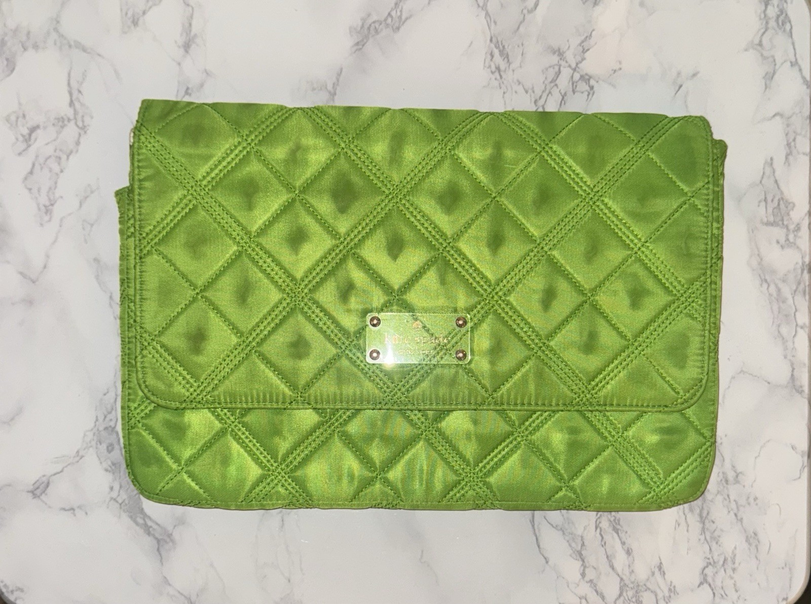 Vintage Kate Spade Neon Green Padded Laptop Case  Sleeve for 13." Inch Tablets