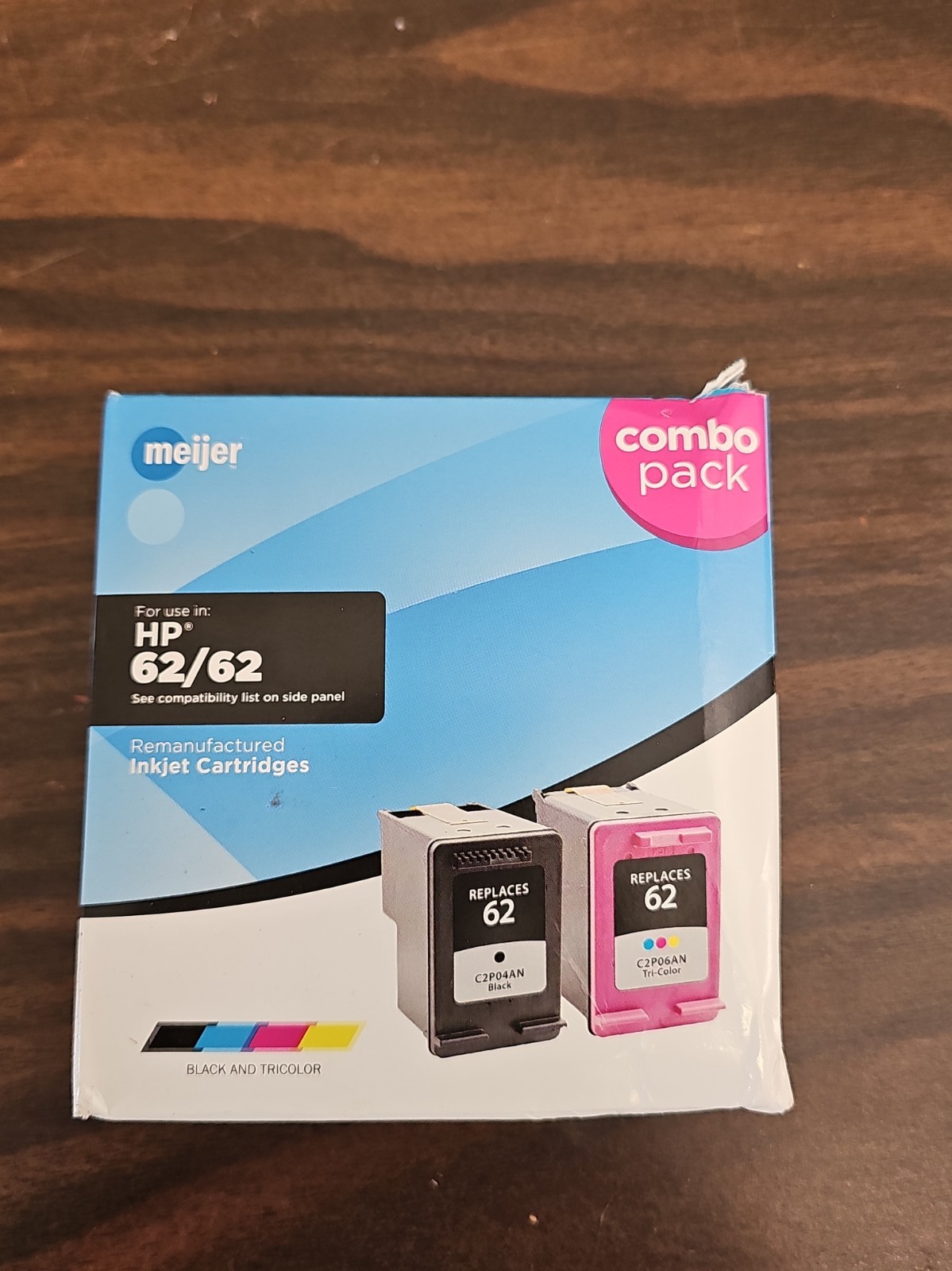 Meijer HP 62 Ink Cartridge Combo Black Tri-Color NEW SEALED