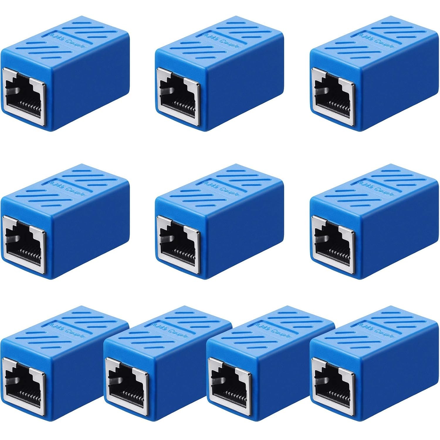 Frienda 10 Pieces RJ45 Coupler Ethernet Network Connector, Blue