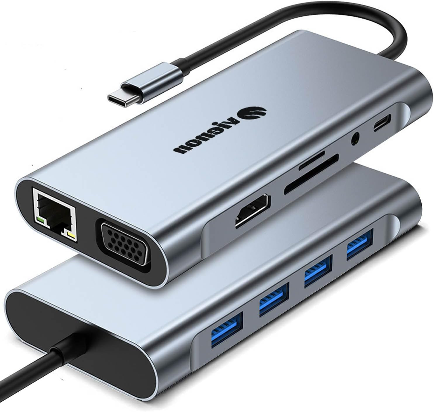 11-in-1 USB C Hub Laptop Docking Station RJ45 Ethernet 4K HDMI 100W PD Charging
