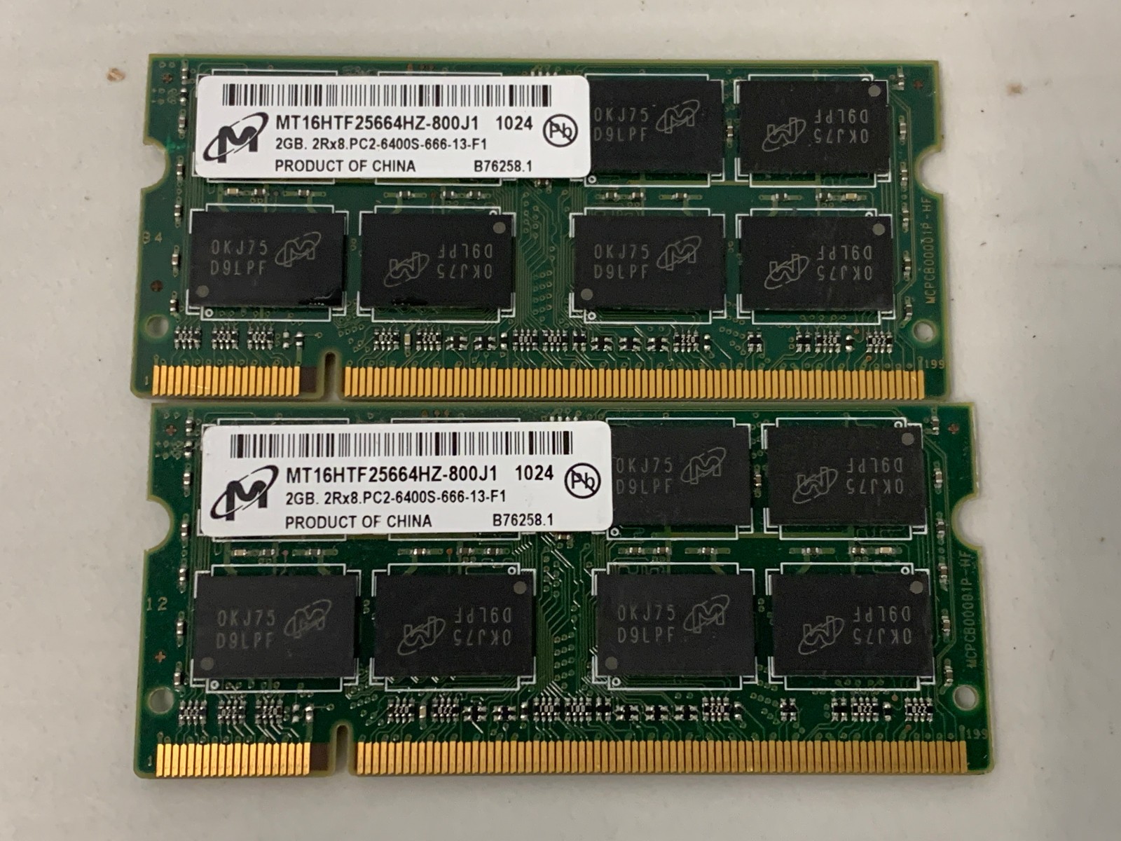 Micron 4GB (2x 2GB) DDR2 800MHz PC2-6400S Laptop RAM MT16HTF25664HZ-800J1 Memory