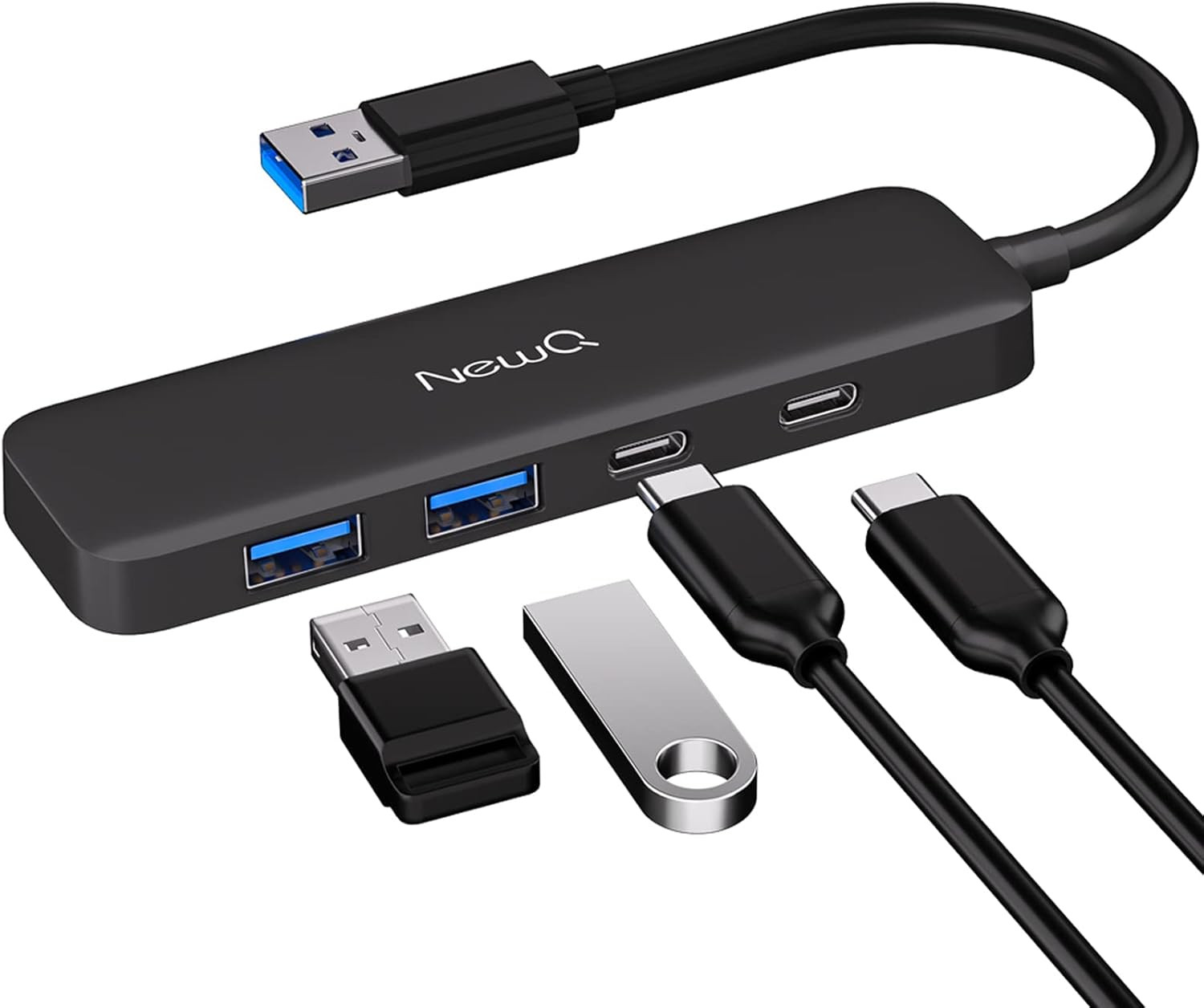 Dual USB C USB a 3.0 Hub: USB Hub 4 Ports with 2* USB-C 3.0 and 2* USB-A 3.0