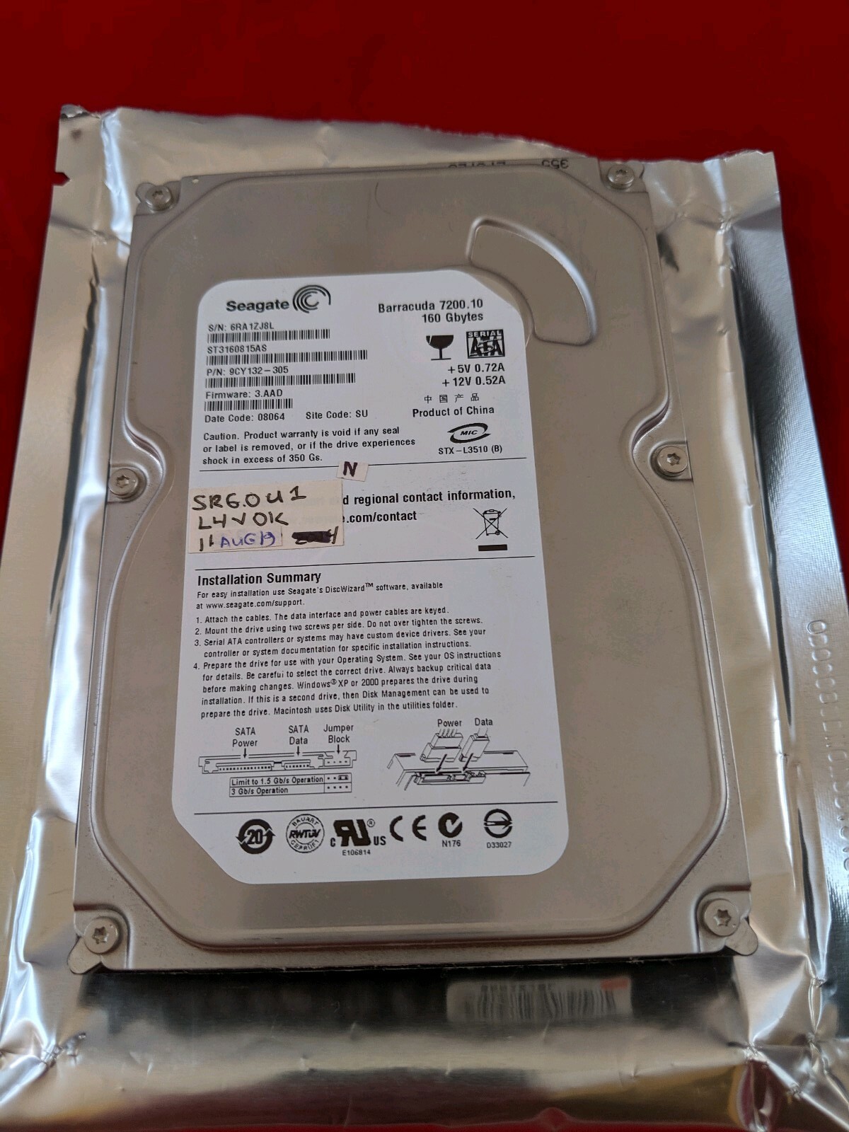 Seagate 3.5" Hard Drive 160GB Seagate Barracuda 7200.10 TESTED AND FORMATTED
