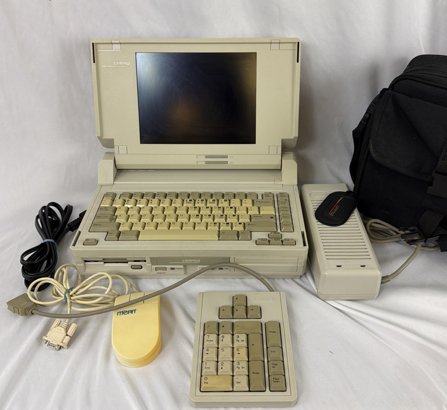 Compaq SLT/286 Laptop COMPLETE BUNDLE Model 2680 w/ Original Case, Keypad, PSU