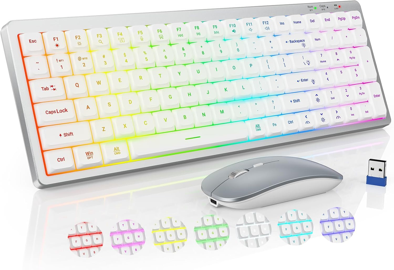 KM62 Wireless Keyboard and Mouse Combo with 11 Backlit Effects, RGB