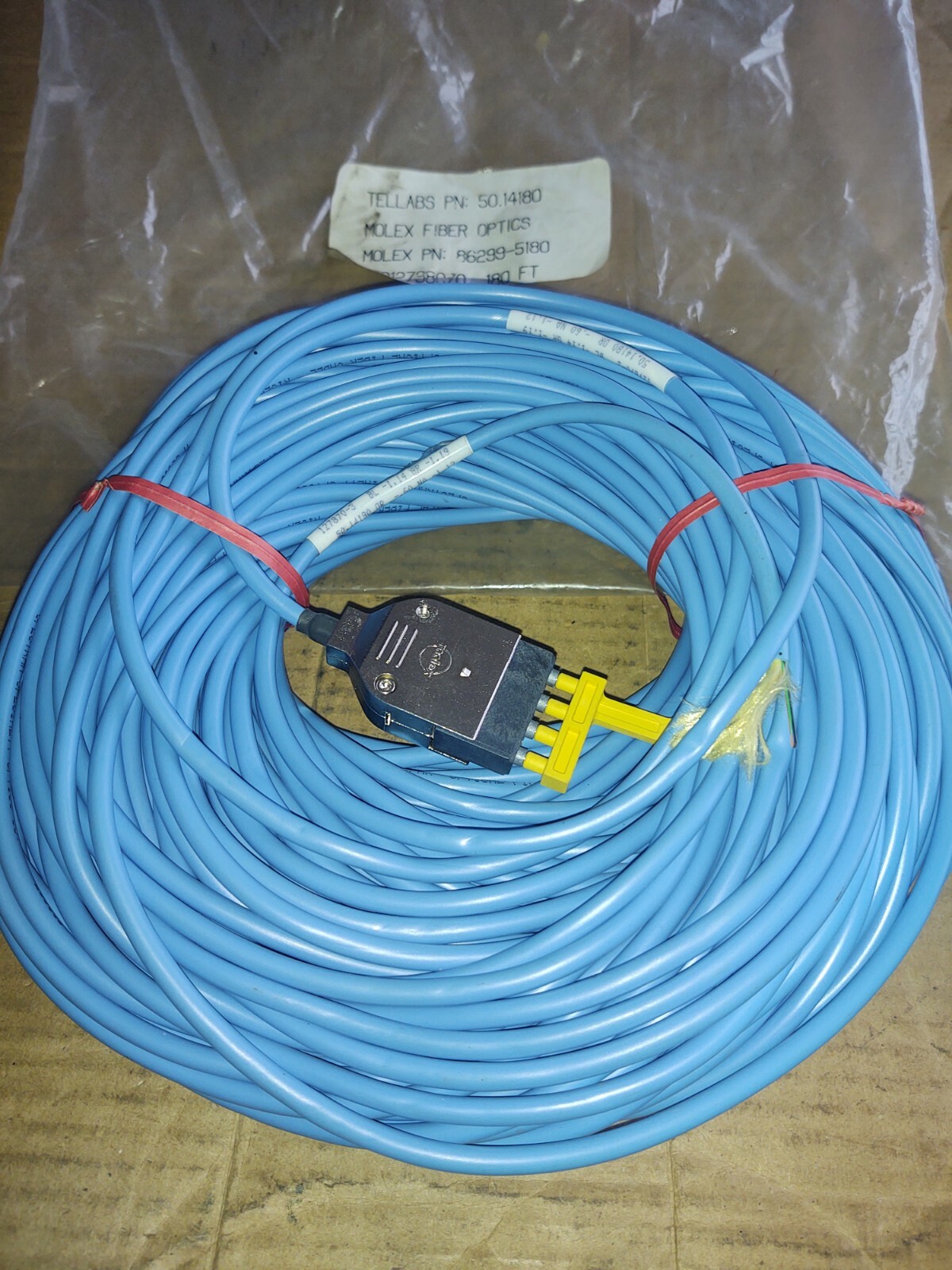 Molex Fiber Optics Cable 180' Feet Tellabs PN: 50.14180 Blue
