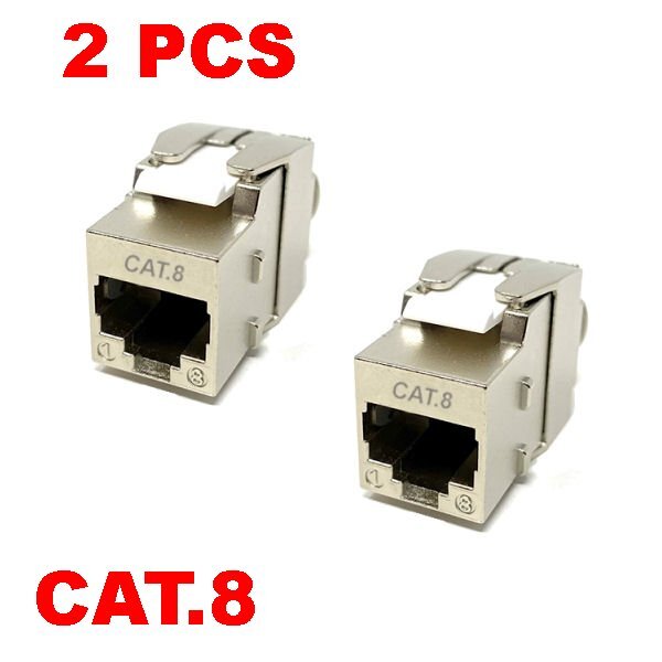 2 PCS CAT8 Shielded Keystone Insert RJ45 Ethernet LAN Network 40G Jack Tool-Less