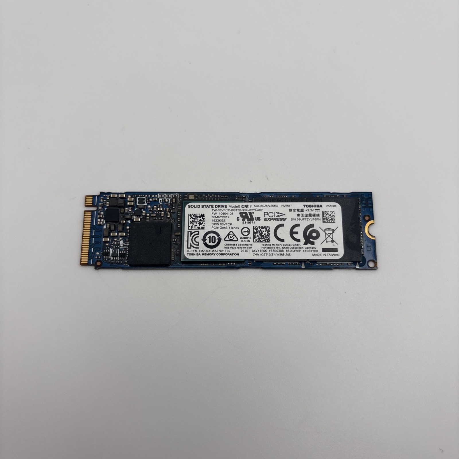 TOSHIBA 256GB M.2 NVMe 2280 SSD KXG60ZNV256G PCI Express