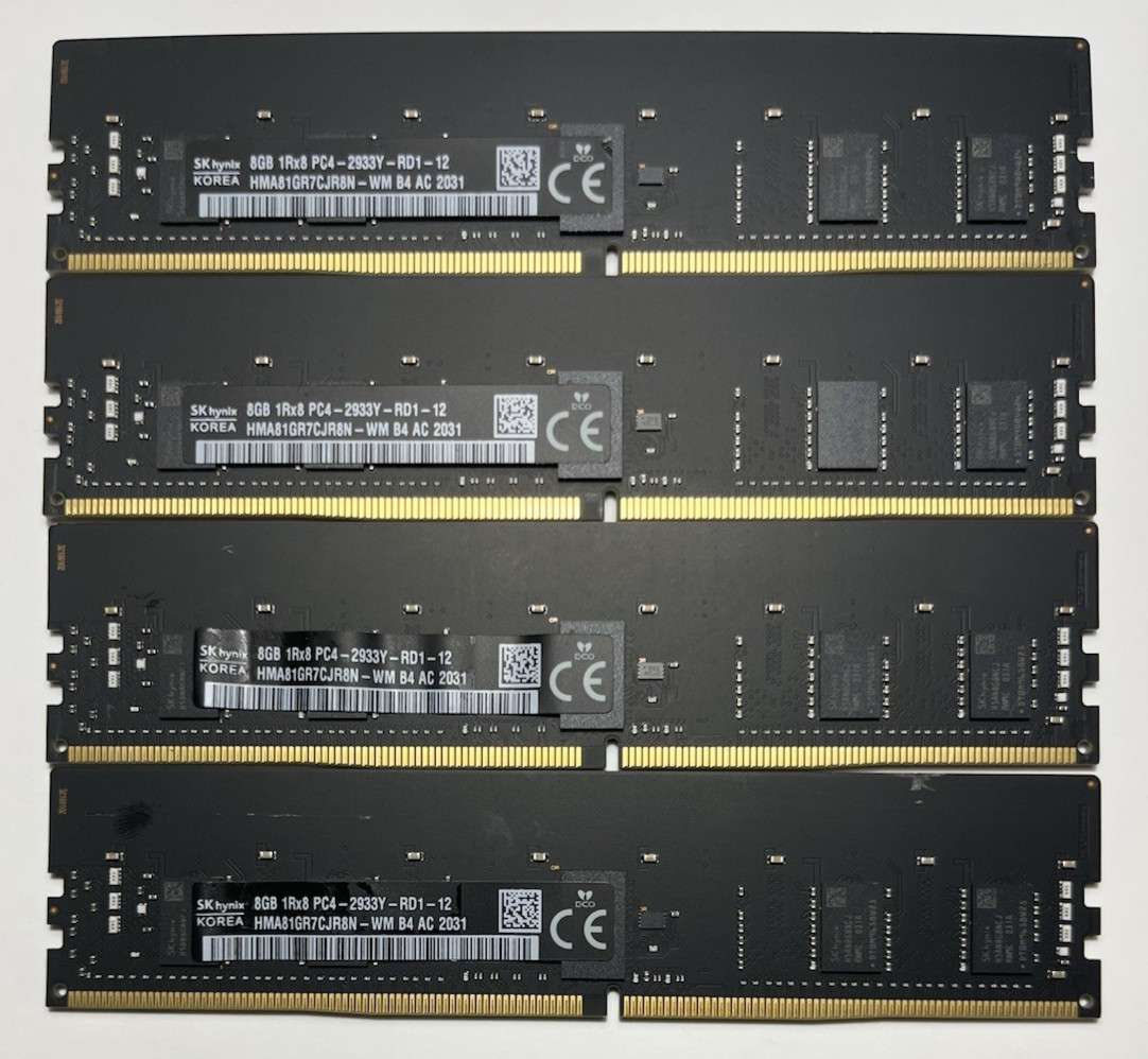 32GB (4x8GB) SKHynix Server ECC RAM DDR4 PC4 2933Y HMA81GR7CJR8N-WM Memory Apple