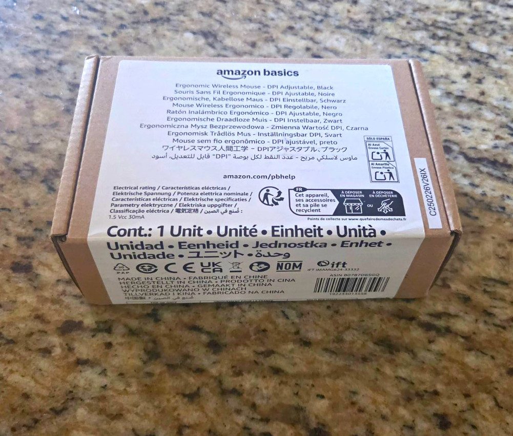 Amazon Basics Mouse. USB Receiver. Open Box. Never Used