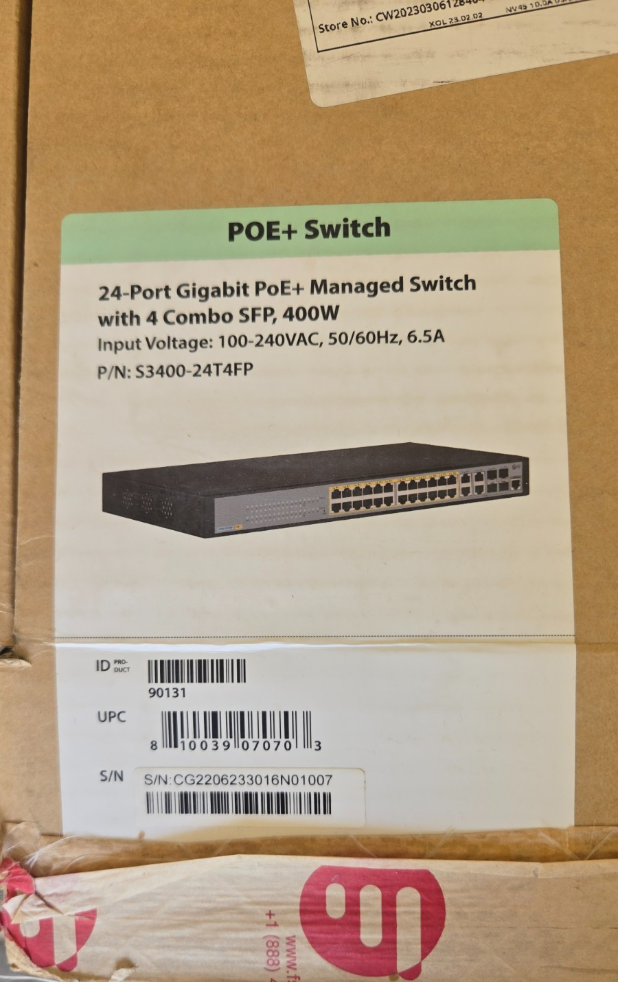 NEW FS S3400-24T4FP 24-Port Gigabit PoE+ Managed Switch 4 Combo SFP 400W