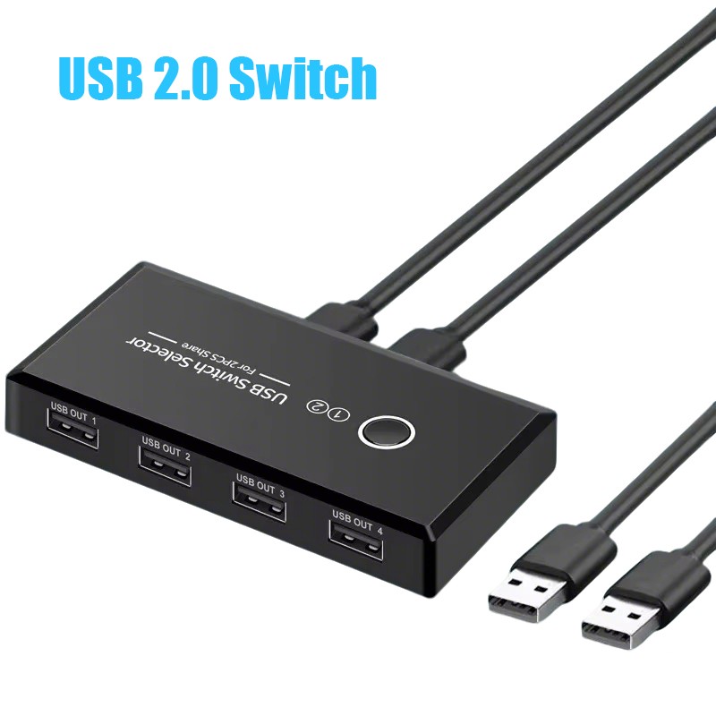 USB 2.0/3.0 Switch Selector 2 Computers Share 4 USB Devices Plug and Play For PC