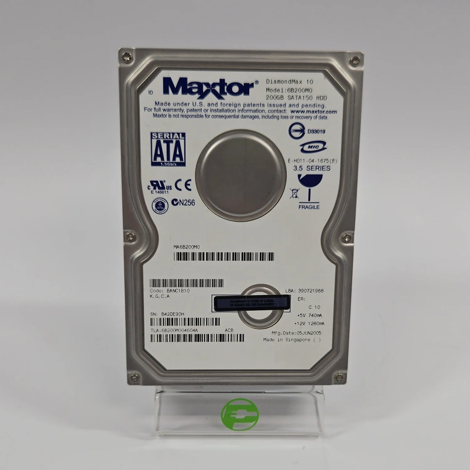 Maxtor  3.5" DiamondMax 10 200GB eSATA III 6Gbps HDD 6B200M0