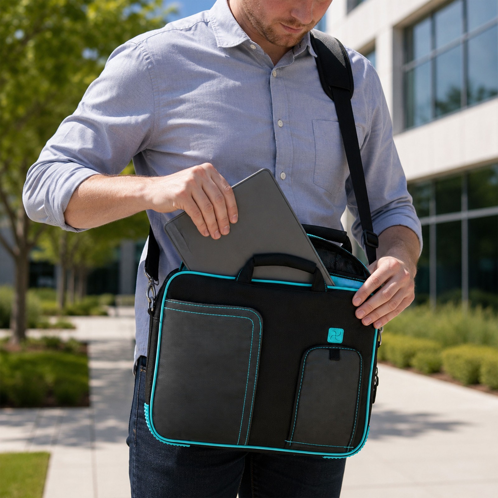 11" Tech Organizer Messenger Bag Crossbody Tablet Briefcase Storage