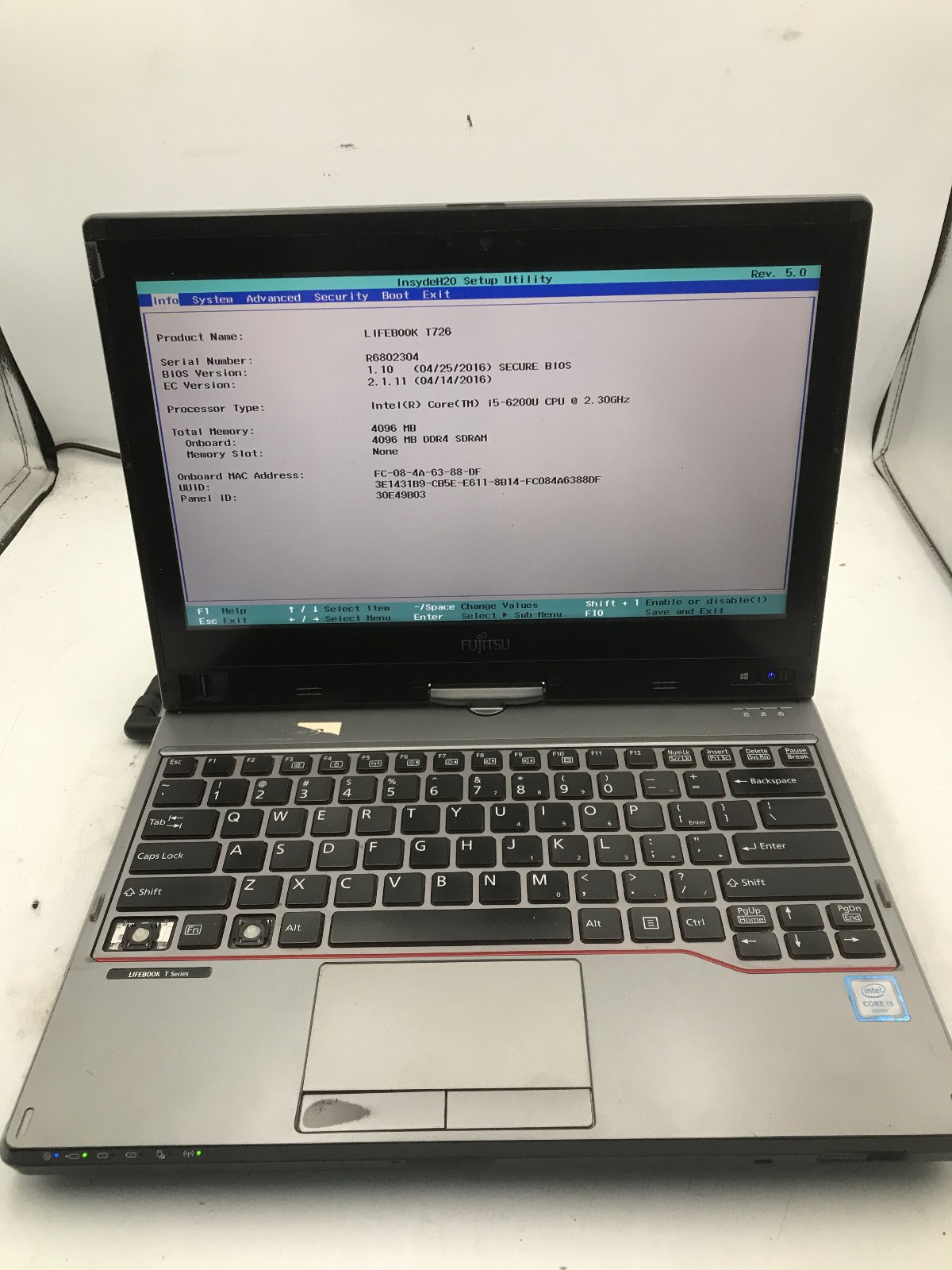 FUJITSU LIFEBOOK T726 - BOOTS TO BIOS - INTEL I5 6200U - 4GB RAM - READ DESC -BB