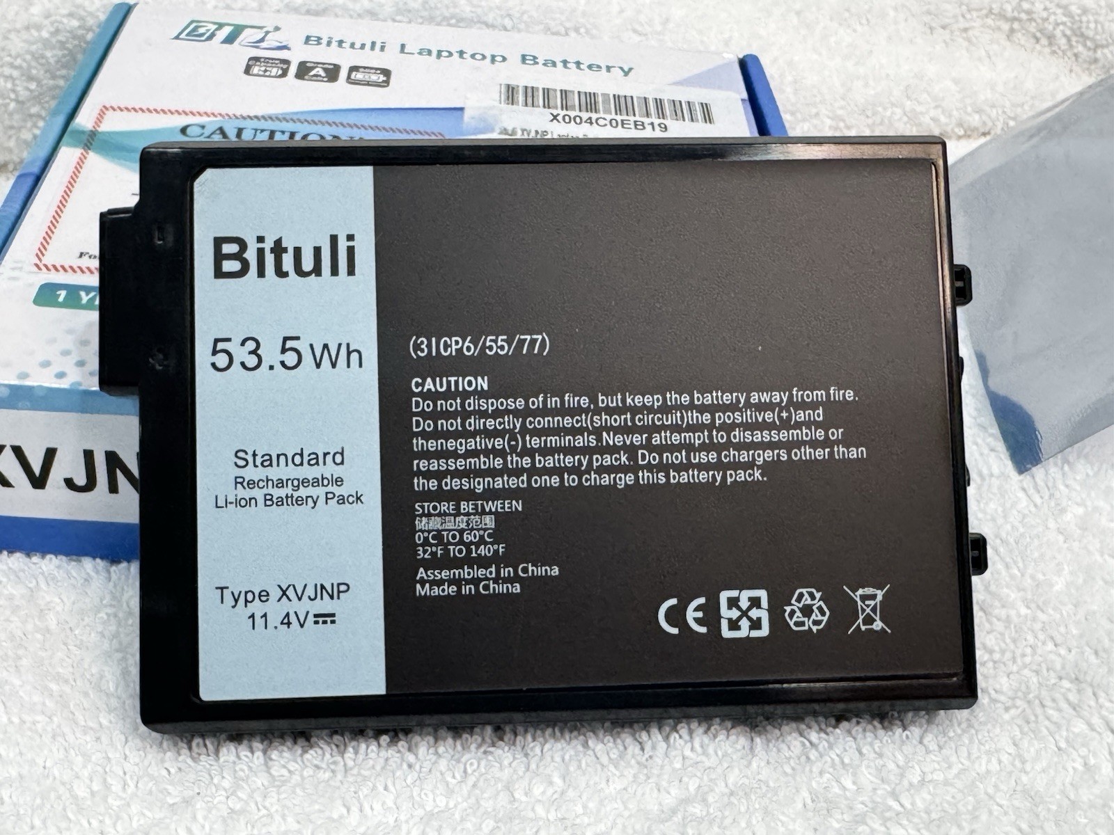 Bituli XVJNP Laptop Battery 11.4V 53.5Wh Li-Ion Replacement Battery New
