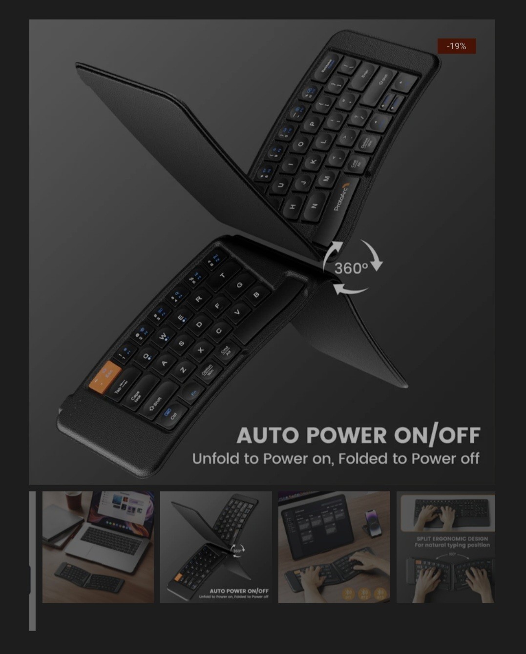 ProtoArc XK03 Portable Folding Bluetooth Keyboard