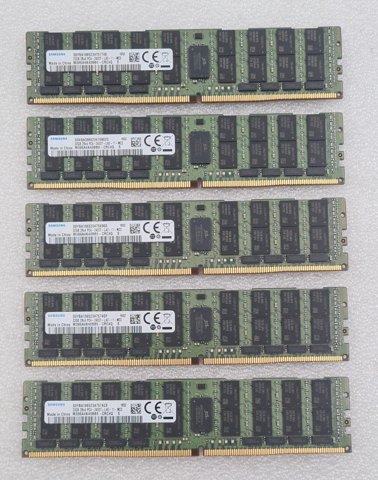 LOT 5 PCS- SAMSUNG 32GB 2Rx4 PC4-2400T M386A4K40BB0-CRC4Q DDR4 Server Memory RAM