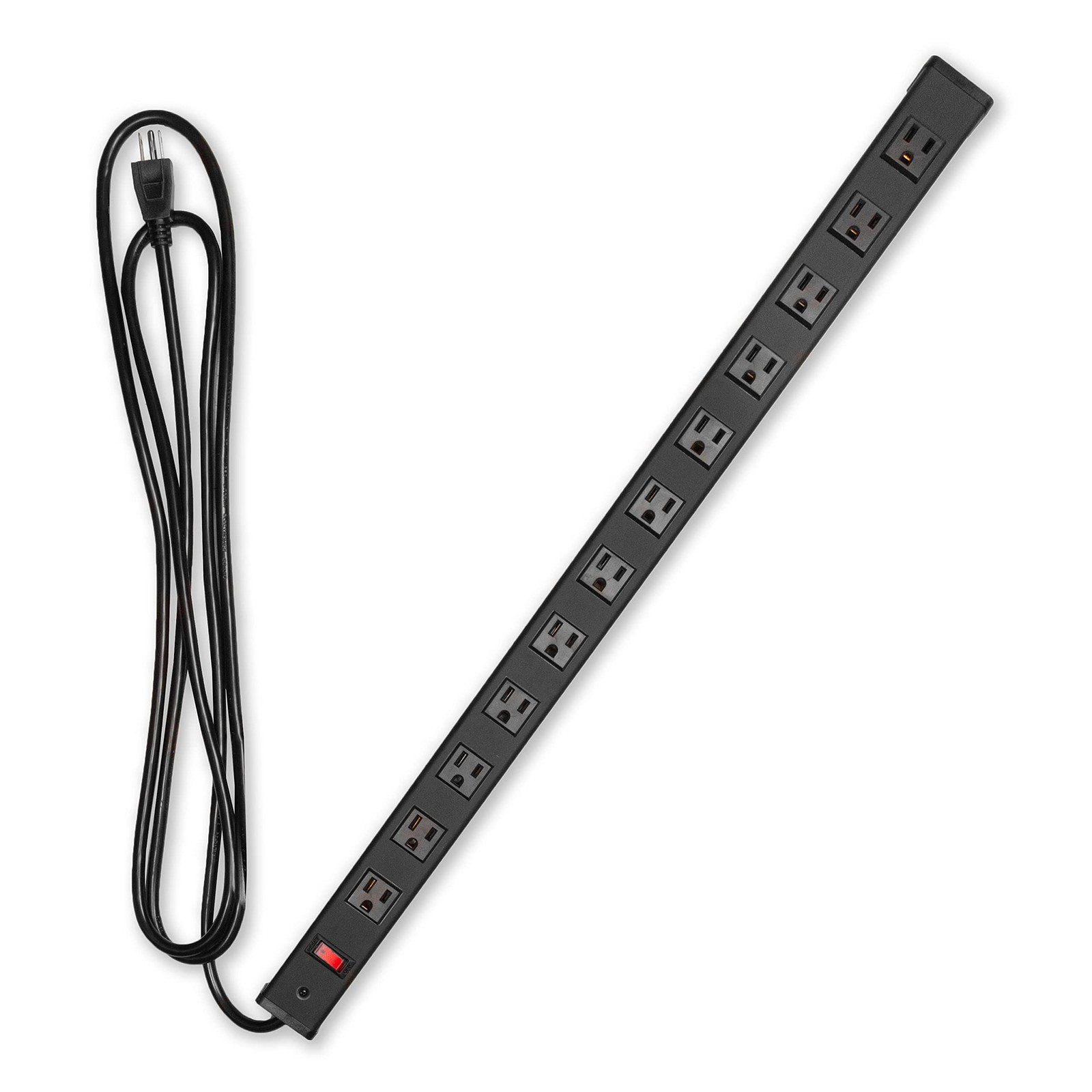 12 Outlet Surge Protector Power Strip-14/3 Black Aluminum-9 Ft Extension Cord