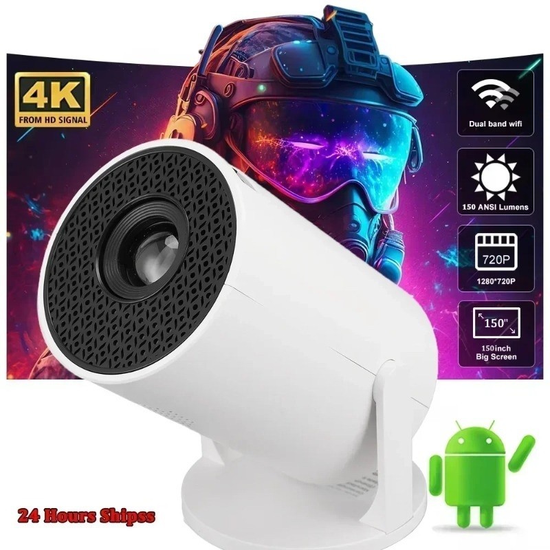 HY300 Mini Projector 4K Android 11 WiFi6 BT5 Portable 150" Home Cinema