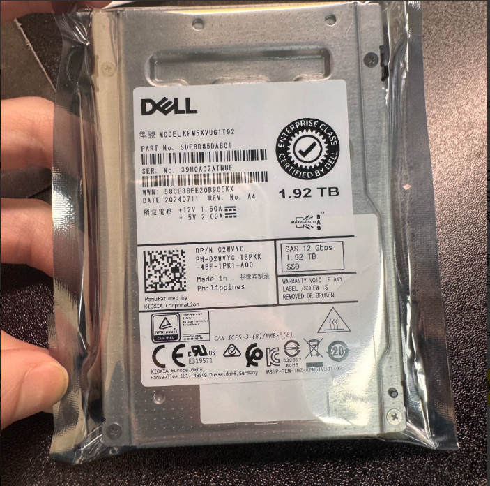 New FOR Dell 2WVYG 1.92TB 12G 2.5" SAS Mixed Use SSD KPM5XVUG1T92 02WVYG