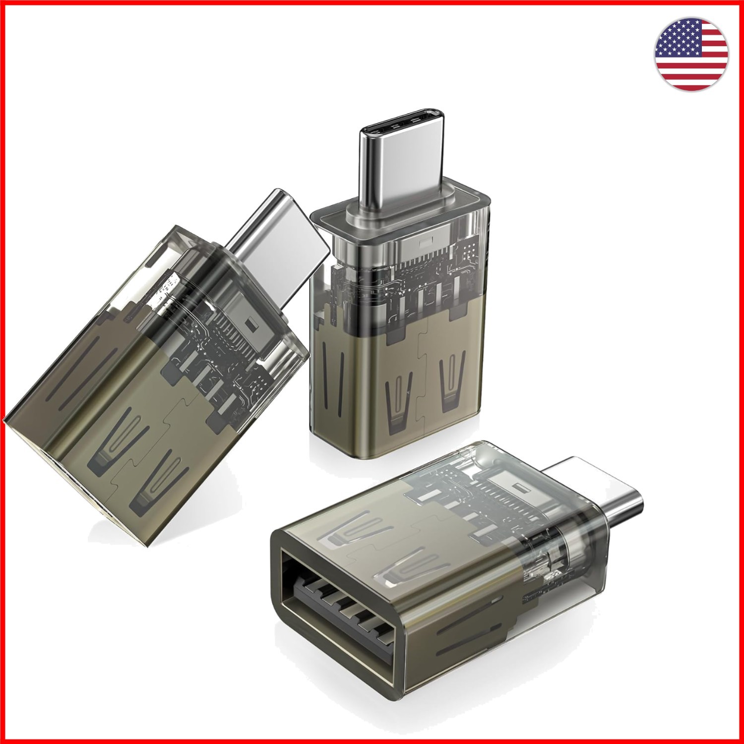Transparent USB C to USB Adapter set - 10Gbps Speed, Travel-Friendly Design