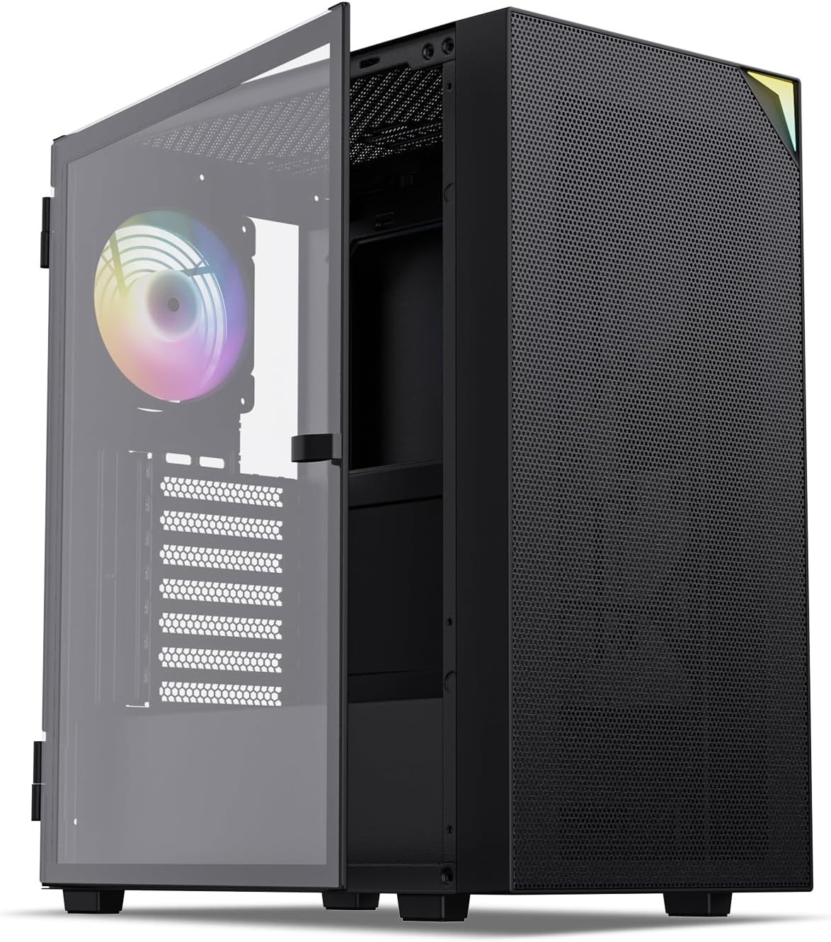 Black AL800 Mid Tower ATX Gaming PC Computer Case | Door Opening Design