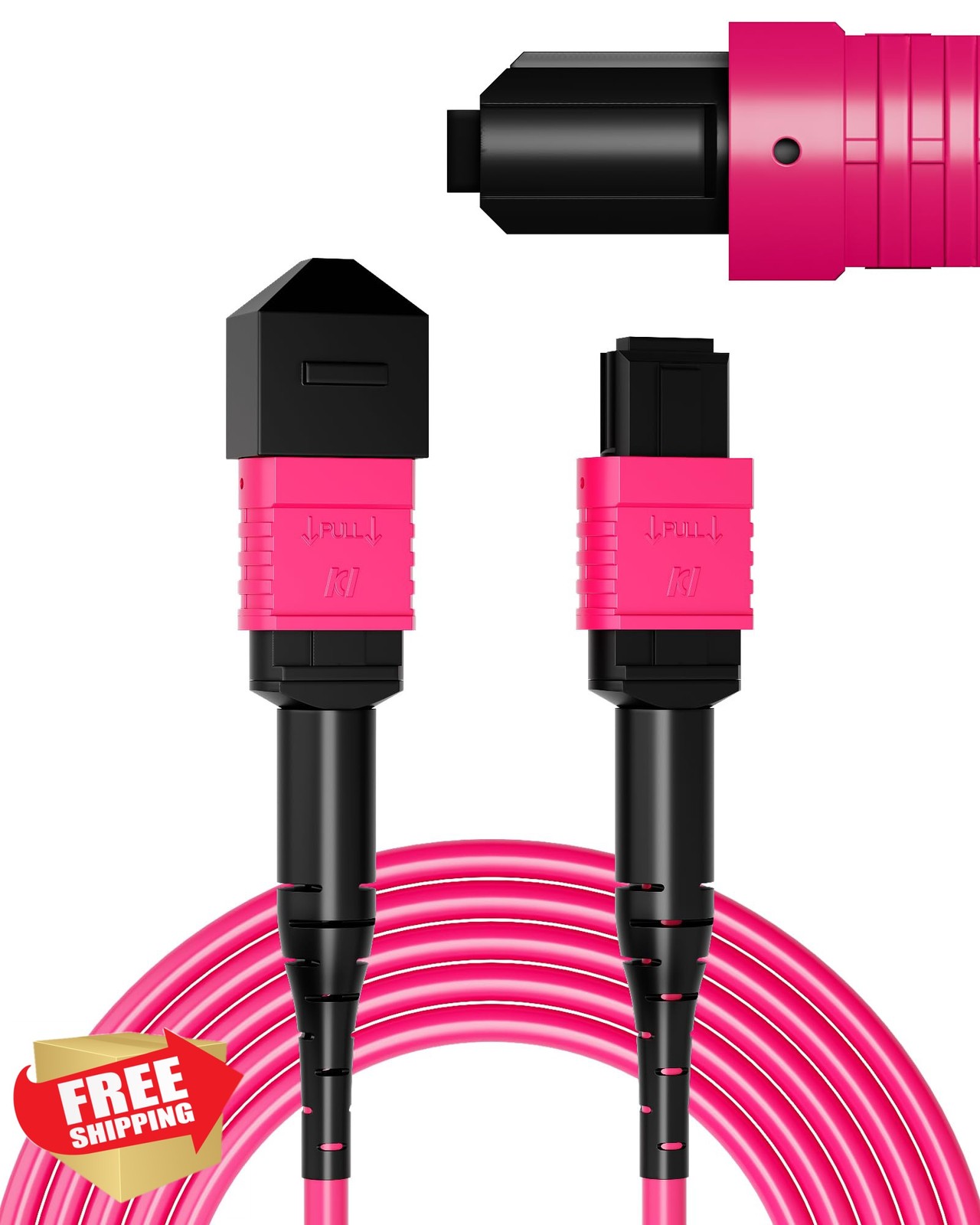 VANDESAIL 2m OM4 12 Core MPO Fiber Cable 1 Pack
