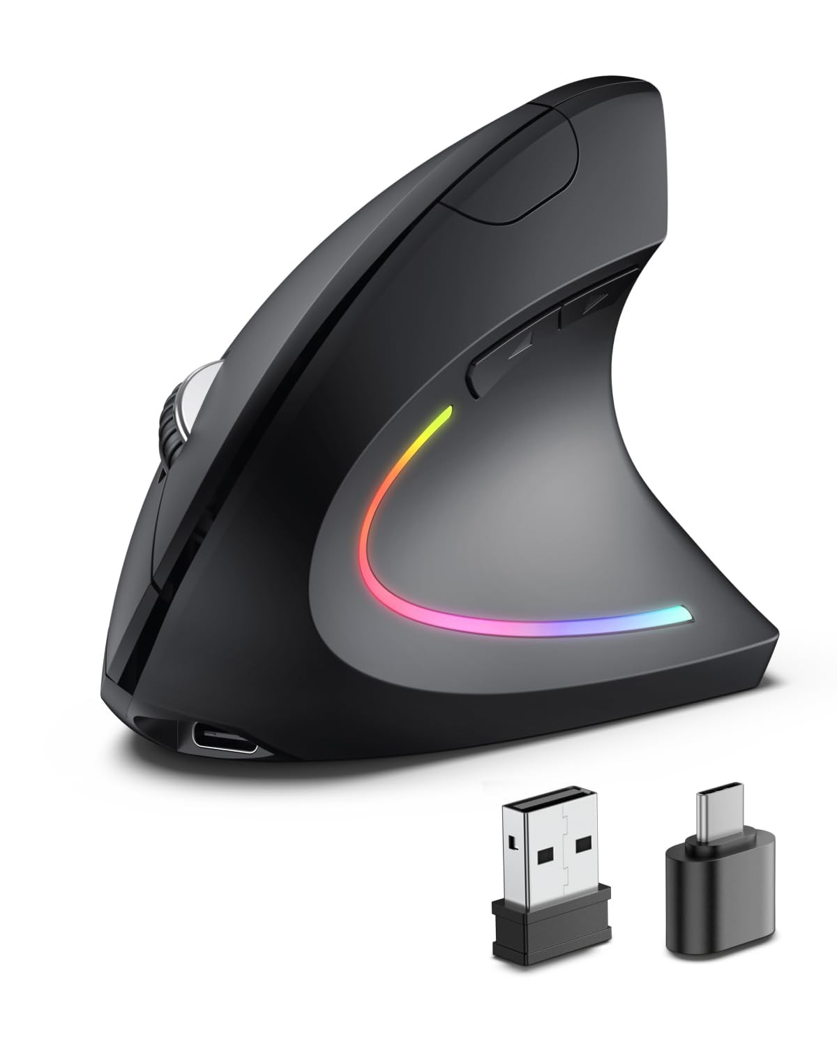 Ergonomic Wireless Rechargeable Mouse, Bluetooth+USB A+Type C(3 in 1) Connect...