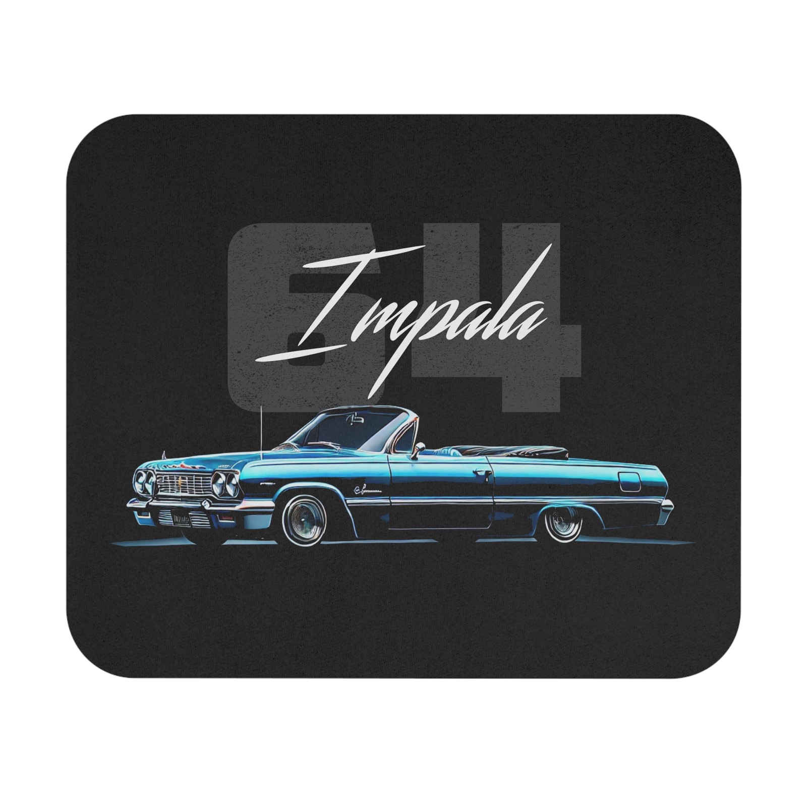 1964 Chevy Impala Convertible Mouse Pad – Blue Lowrider Classic Car
