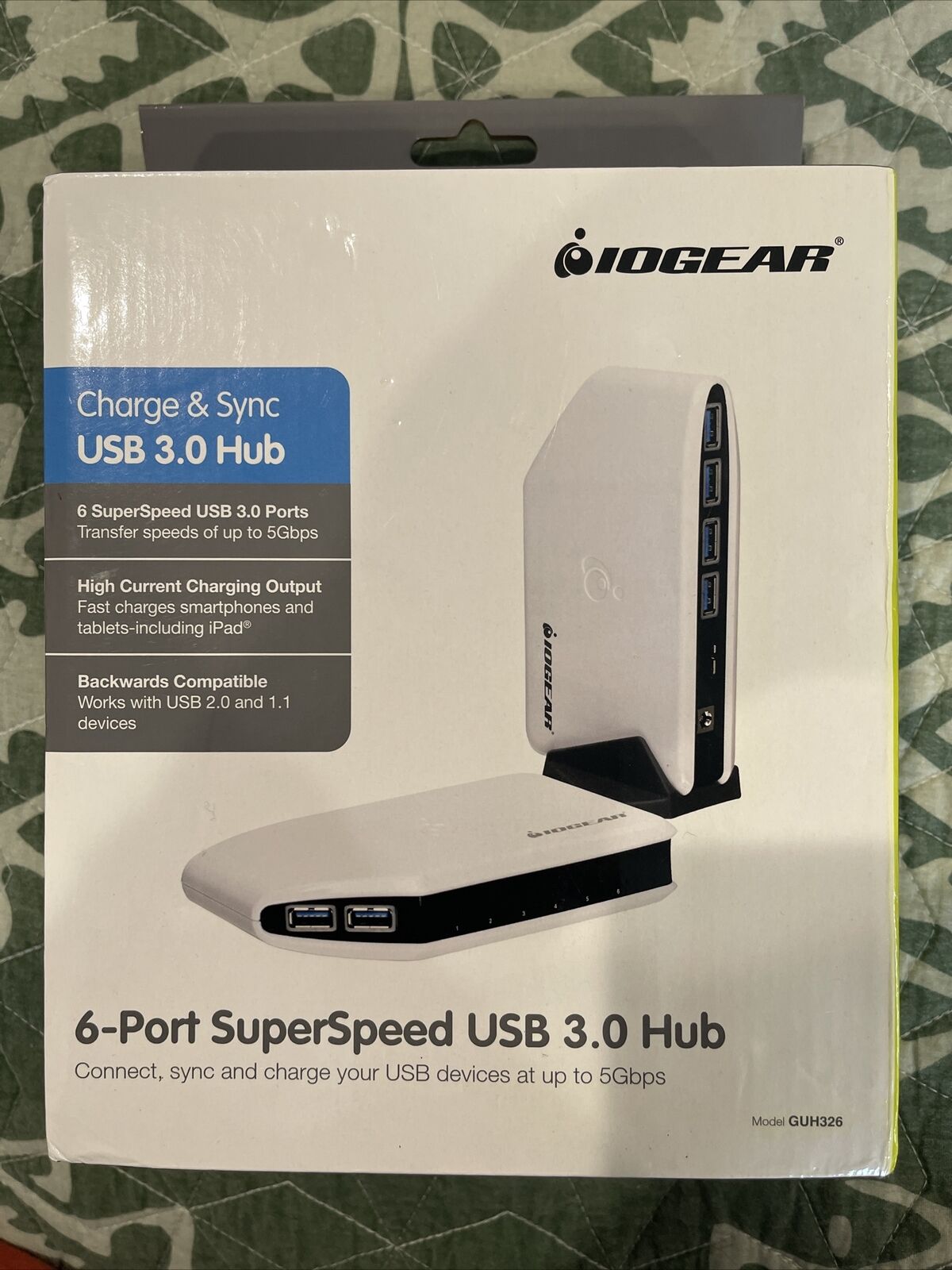 IOGEAR 6 Port Superspeed USB 3.0 Hub Charge Sync USB Devices 2.0 & 1.1 Computer