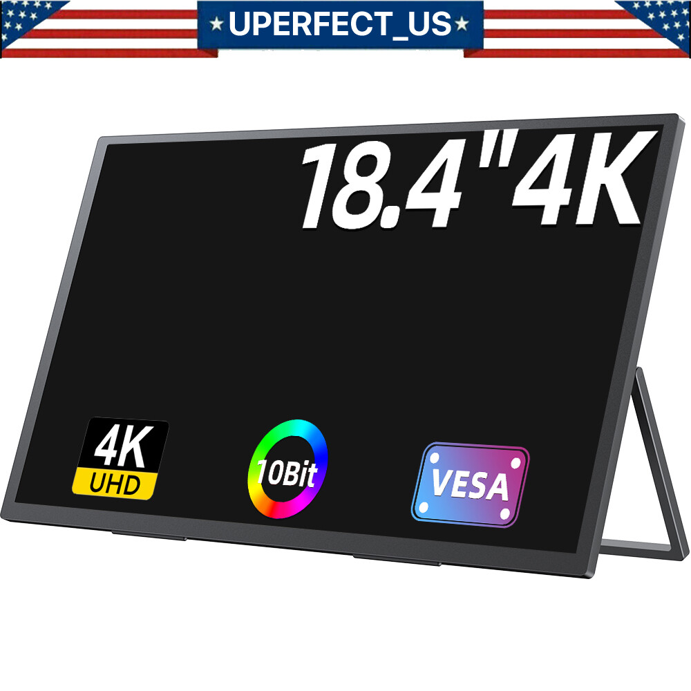 18.0" 4K 2160P Gaming Monitor PC Screen 100%sRGB UHD For DSLR Raspberry Pi PS5 4