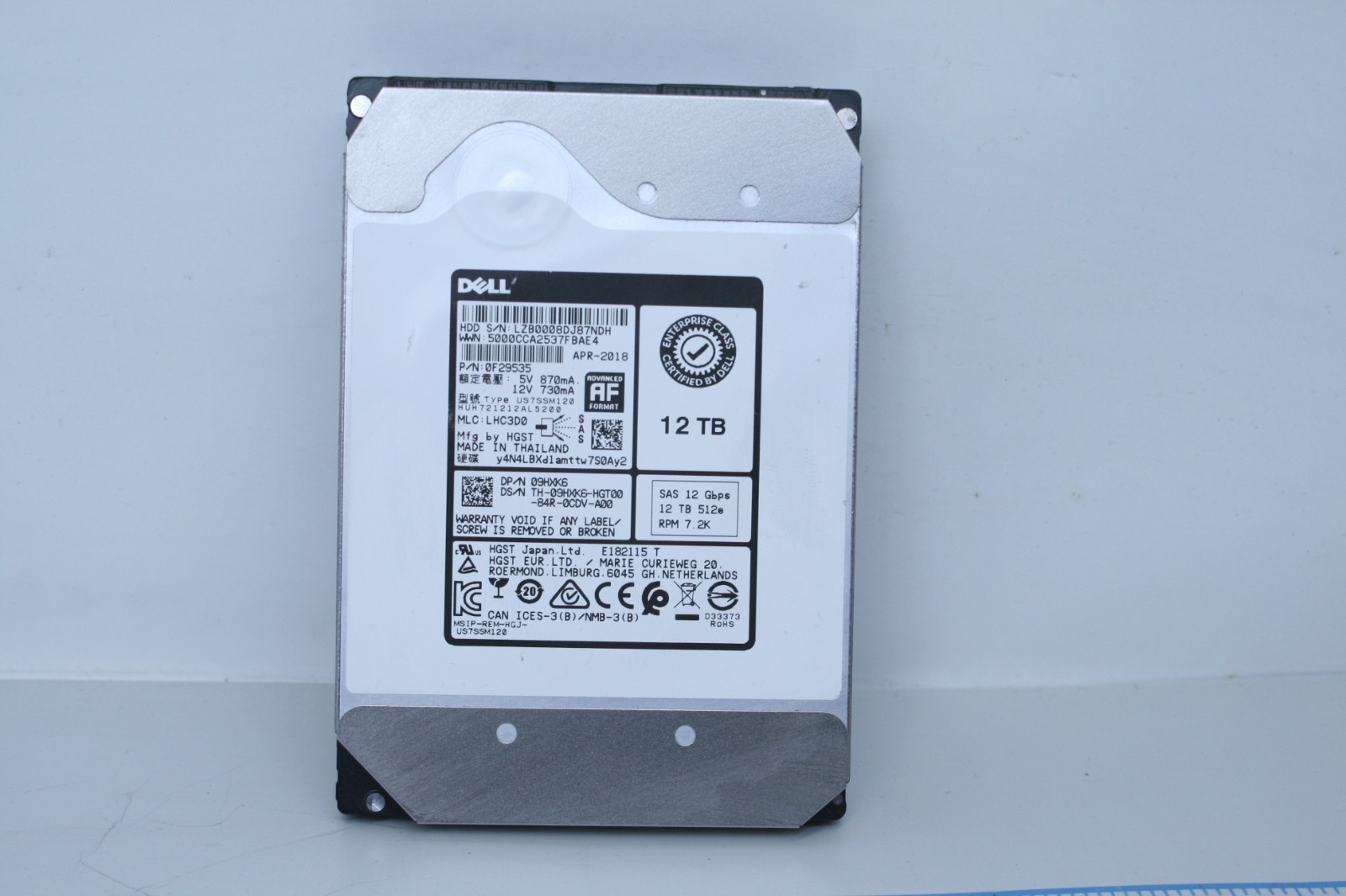Dell Ultrastar HUH72121AL5200 12TB 3.5 SAS HDD 0F29535 FOR PART 67% HEALTH T7-D1